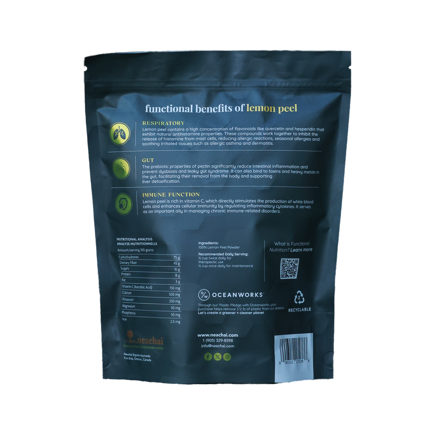 Geno-vedic Lemon Peel back of package